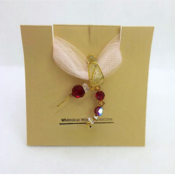 Artisan Whimsical Winged Hummingbird Necklace Swarovski Crystal Pendant Nature - Picture 1 of 10